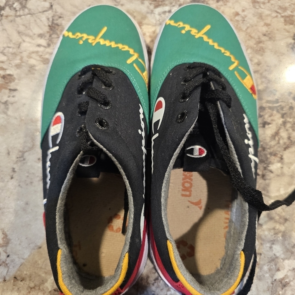 CHAMPION Boys 6Y Swipe Colorblock Shoes Black/Multi Lace-Up Low Top - Picture 3 of 5